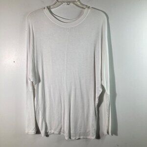 Womens Active USA White Long Sleeve‎ Tunic Top L Rayon Spandex